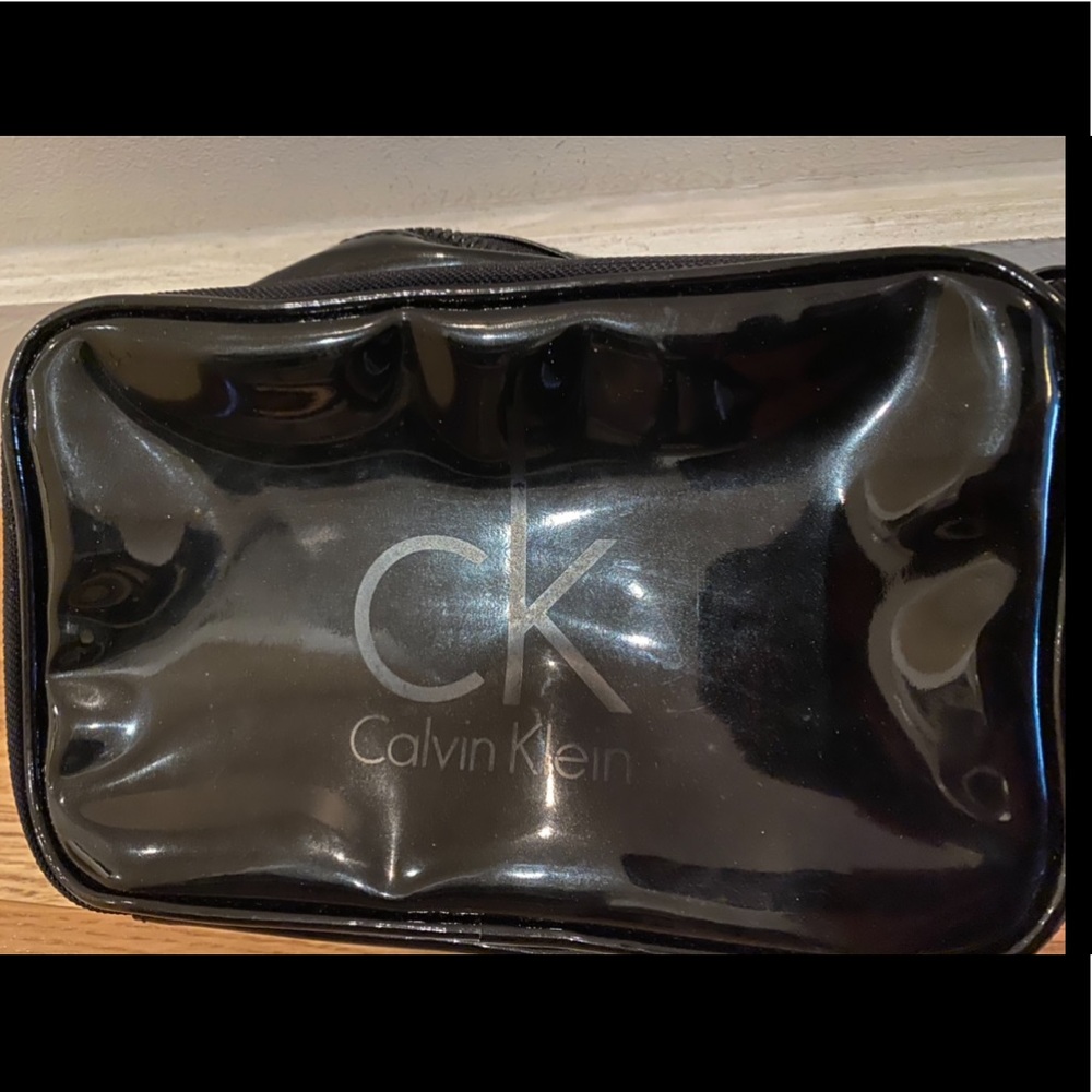 New CK CalvinKlein double Patent Cosmetics Bag Travel
